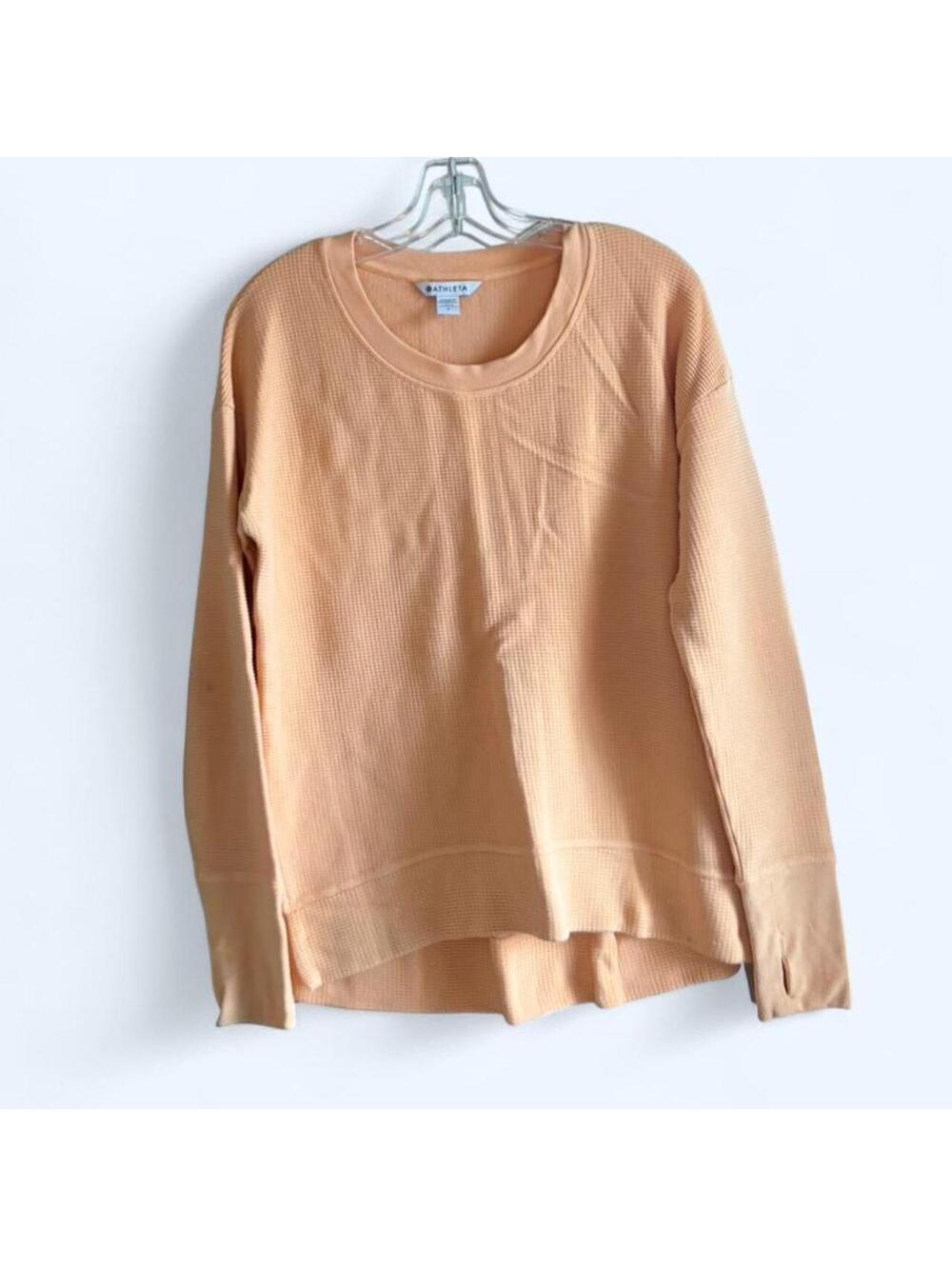 Athleta orange waffle knit long sleeve top Size L